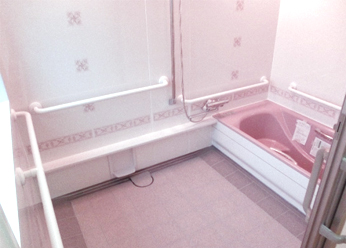 浴室：手すりを要所に設置、転倒防止